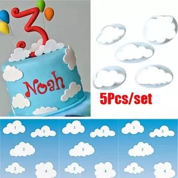 5Pcs/set Fondant Cutter Cloud Plastic Cake Cookie Buscuit Cutter Fondant Mold Fondant Cake Decorating Tools Sugar Craft