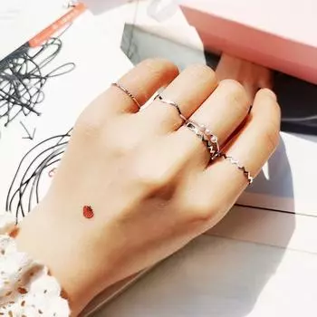 5Pcs/set Geometric Pearl Ladies Parties Wavy Open Ring Wedding Ring Women Jewelry Rings Set C