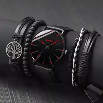 Набор из 5 предметов, мужские модные кварцевые часы, лучший бренд, роскошные мужские часы, спортивные мужские наручные часы, браслет
