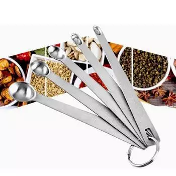 5Pcs/set Mini Measuring Spoon Set Stainless Steel Seasoning Dry and Liquid Ingredients Kitchen Mearure Tools A