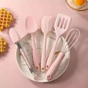 5pcs/set Silicone Cooking Tools Set Non-stick Cookware Spatula Fry Shovel Egg Beaters Food Tong Kitchen Utensils Set Kitchenware