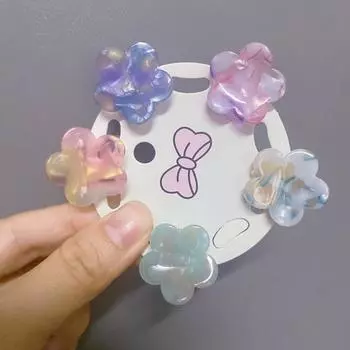 5pcs /set small acetate hair clip claw for girls flower hairpin kids bear heart hairclip women seashell hair crab accessoires