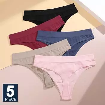 5PCS/Set T-Back Intimates Lingerie Sexy Women Seamless Panties Breathable Thong Underwear for Female Intimates Lingerie S