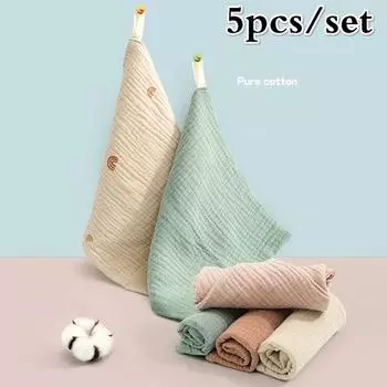 5pcs/set Towel Baby Facecloth Baby Bath Towel Handkerchief Cotton Burp Cloth Soft Absorbent Gauze 5pcs/set