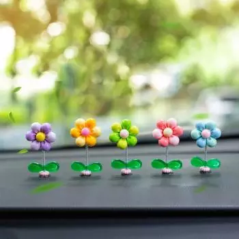 5Pcs Shaking Head Cherry Blossoms Car Interior Auto Dashboard Ornaments Flower Car Decoration Accessories