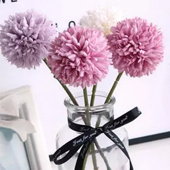 5Pcs Silk Ball Chrysanthemum Wedding Artificial Flower Bridal Flore Decor Vase for Home Scrapbooking Flower Arrangement 5PCS
