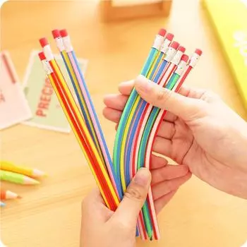 5Pcs Soft Pencil Fold Constantly Cute Pencil Primary School Students Safety Stationery Creative Prizes Gifts Small Gifts Curved Pen