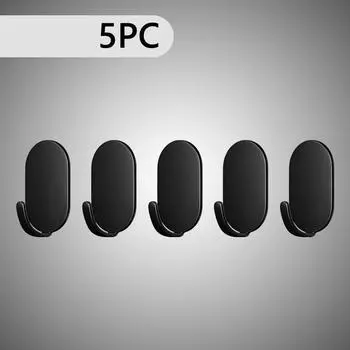 5pcs Stainless Steel Wall Hooks Strong Load-bearing Punch Free Simple Installation Self-Adhesive Stainless Steel Hooks Set AVE 5pcs чёрный