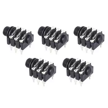 5Pcs Stereo Jack Socket 6.35mm 6P Microphone Connector Pickup Jack Socket for Replacement Reverse