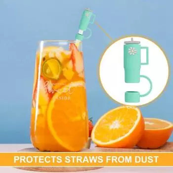 5Pcs Straw Dust Cover Food Grade Reusable Flexible Creative Silicone Cartoon Cup Shape Straw Tip Plug Home Supply светло-фиолетовый