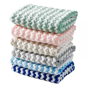 5pcs Stripes Dish Cloths Kitchen Dish Towels Washable Reusable Cleaning Cloths Hand Towels Super