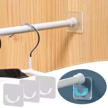 5pcs Strong Curtain Rod Bracket Holder Wall Mounted Hook Shelf Cabinet Free Punching Nail Bracket Clip Rack Home Accessori