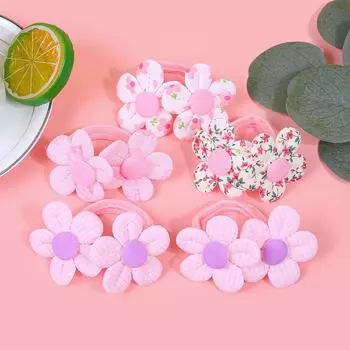 5pcs SunflowerHair Ties Kids Girls Hairbands Elastic Nylon Headband Floarl Ponytail Holder Hair Accessory for Women and Girls