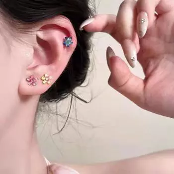 5Pcs Sweet Rainbow Flower Stud Earrings Spring And Summer Colorful Earrings For Women Party Cute Elegant Jewelry Gift