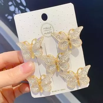 5pcs Sweet Stereoscopic Color Butterfly Gradient Cute Baby Hairpins Kids Hair Clips Children Headwear Princess Girls Accessori 5pcs