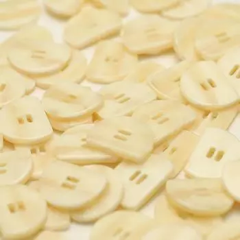 5pcs Two long eyes, semi-round beige resin buttons, knitted sweater, sweater clothing buttons, autumn and winter woolen coat buttons 1 #[25x19mm W3367 #Two long eyes semi-round beige]