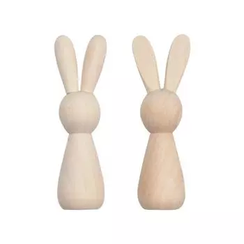 5Pcs Unfinished Easter Day Graffiti Painting DIY Rabbit Statues Party Decor Peg Doll Bunny Figures Wooden