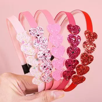5pcs Valentine s Day Headbands for Girls Love Heart Hairband Glitter Heart Headbands for Girls Kids Party Hair Accessories