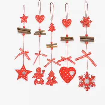 5pcs Wooden Christmas Decorations For Home Crafting Nature Wood Ornaments Decorations Wooden Pendant