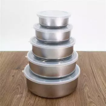5pcsset Steel Stainless Crisper Household Food Container Set Lunch Box Sealed 5pcs