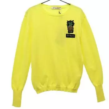 5PROGRESS made in Italy Wappen Long sleeve sweater L yellow knit Women Used