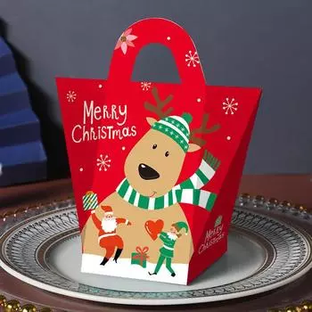 5ps Christmas Handbag Design Party Paper Candy Gift Box Children Holiday Supplie Elk,5pcs