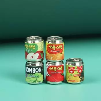 5шт 1/12 милый миниатюрный кукольный домик фруктовый напиток банка бутылки пищевые аксессуары