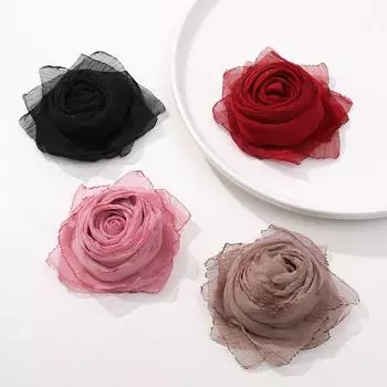 5шт 3D марлевые нашивки с цветами, аппликация из ткани, аксессуары для одежды, нашивка из ткани, шитье красный