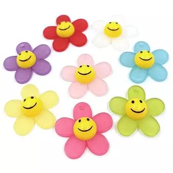 5шт акриловые смайлик Подсолнух свободные бусины для ожерелья серьги кулон изготовления ювелирных изделий разноцветный