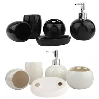 5шт аксессуары для ванной комнаты керамический диспенсер держатель для зубной щетки набор для ванны Black