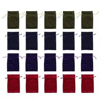 5шт бархатный подарочный пакет многофункциональный мягкий шнурок для хранения игральных костей сумка для ювелирного браслета Green