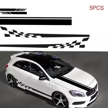 5шт боковая дверь кузова капот зеркало заднего вида наклейка в полоску наклейка гоночные наклейки чёрный