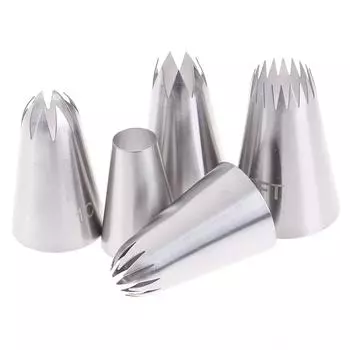 Насадки на кондитерский мешок из 5 штук.Материал:Нержавеющая сталь