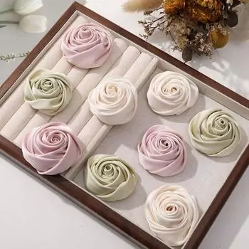 5шт бутон атласная роза тканевые нашивки 3D ювелирные изделия аксессуары тканевая аппликация украшение платья чёрный