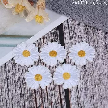 5шт Diy Craft Одежда Аппликация Подсолнух Маргаритка Швейная/Железная вышитая аппликация