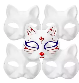 5шт DIY Граффити Хэллоуин Маска из мякоти Маска ручной работы Детский рисунок Пустая маска с мультяшным узором 1