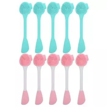 5шт двуглавая щетка для очищения лица, силиконовая грязевая маска для лица, набор кистей-аппликаторов Green