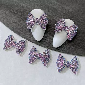 5шт фиолетовый бриллиант большой бант аксессуары для дизайна ногтей для создания дизайна ногтей