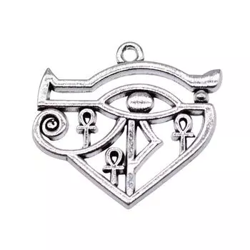5шт Глаз Гора Жизнь Ключ Анк Крест Подвески Подвески Античное Серебро Цвет Цинковый Сплав 30X28mm