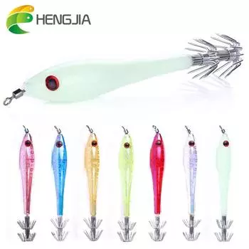 5шт HENGJIA пластиковые крючки для кальмаров красочные джиг-крючки для морской рыбалки тонущая приманка