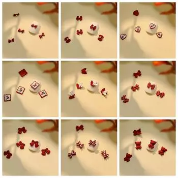 5шт/комплект новогодние подвески для ногтей красный бант украшения для ногтей сердце любовь аксессуары для ногтей маникюрша A07