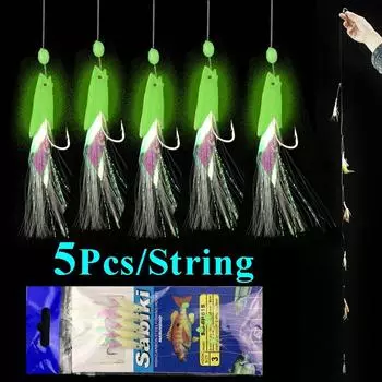 5шт крючки/нитка светящиеся крючки для рыболовной приманки