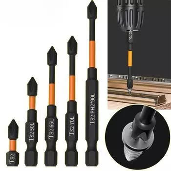 5шт магнитная крестовая отвертка головка 25/50/65/70/90/150 мм антикоррозийные биты 1/4 дюйма шестигранный бит для электрической отвертки 5PCS