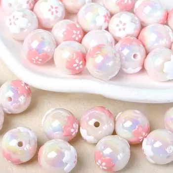5шт милые прямые отверстия цветок мультфильм круглые бусины браслет материалы ручная роспись ручной работы DIY