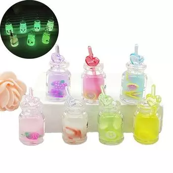 5шт милые светящиеся мини-чашки для напитков из смолы с соломенными автомобильными украшениями случайный цвет