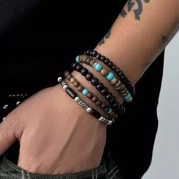 5шт многослойный браслет из бисера мужская мода богемный хип-хоп бирюзовый кокосовая скорлупа деревянные браслеты из бисера украшения для рук