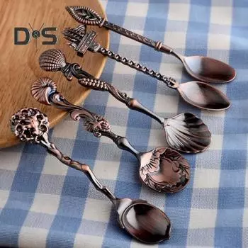 5шт/набор кофейной ложки антикварной изящной формы из сплава, столовая ложка в королевском стиле