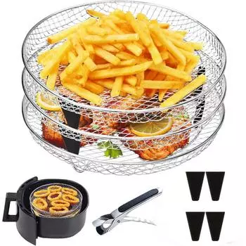 5шт. Нержавеющая сталь трехслойные штабелируемые стойки для фритюрницы многоцелевые аксессуары для фритюрницы для духовки пресс-варки совместимы