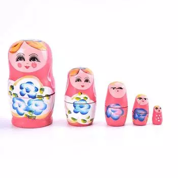 5шт новинка мультфильм девушка русские деревянные матрешки ручная роспись матрешка 11.8cm*6cm