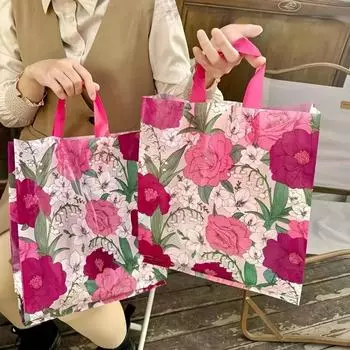 5шт пластиковая подарочная упаковка сумки сумки для покупок на День матери деловые принадлежности сумки с принтом камелии праздничные принадлежности 250x300x80mm